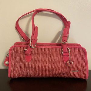 The Sak Pink Crochet Barrel Shoulder Bag